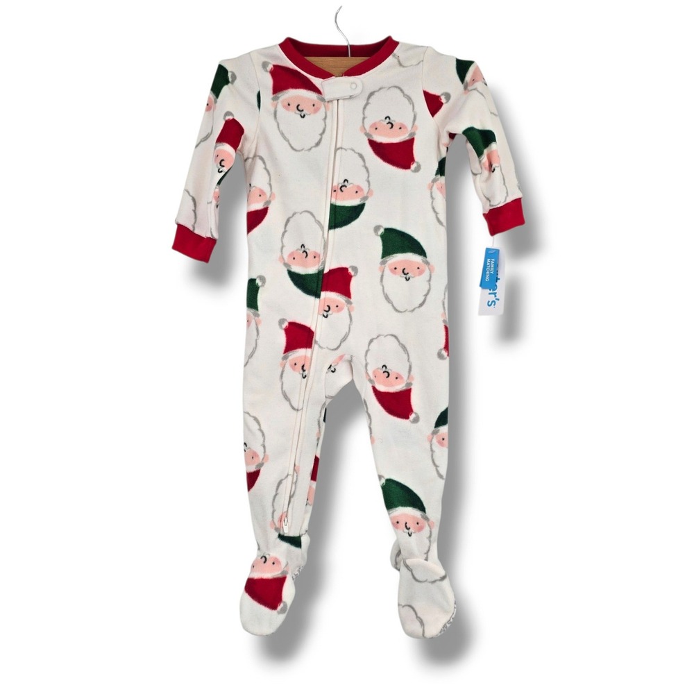 New Carters Kids Santa Claus Fleece Footed Pajamas Christmas Holiday Sleeper 18M